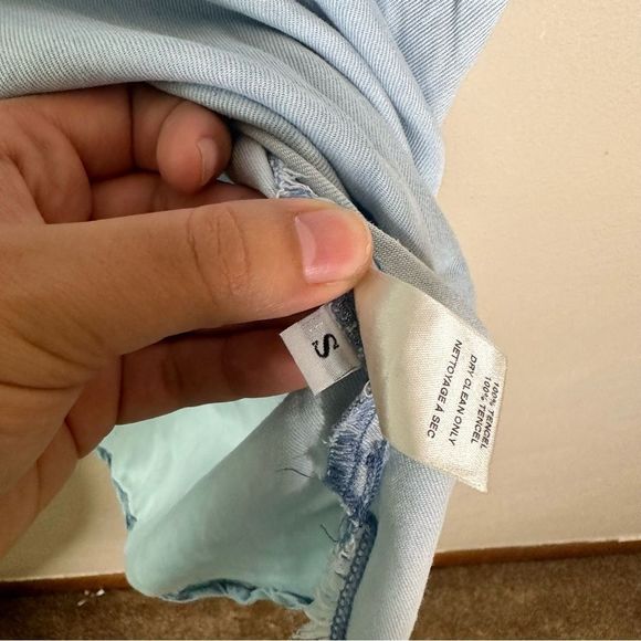 Anthropologie Amadi Denim Collard Chambray Blue Shirt Size Small - Picture 7 of 9